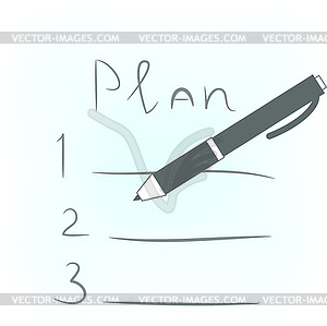 Pen and paper plan - vector image