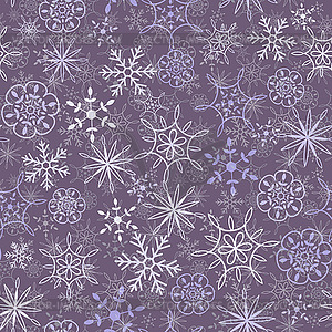 Seamless snow flakes pattern two layers - vector image