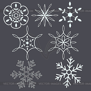 Snow flakes decorative set - vector image