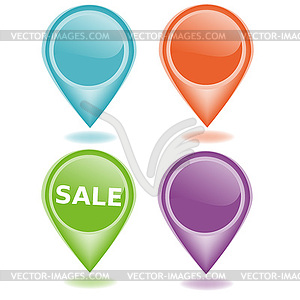 Markers icons set in four colors - vector clip art