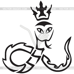 Tribal. snake with crown - vector image