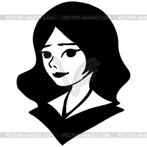 Black-and-white portrait of pretty girl. drawing - vector image