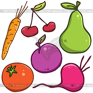 Set. Fruits and vegetables - vector clipart