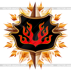 Coat of arms with flame - vector clip art