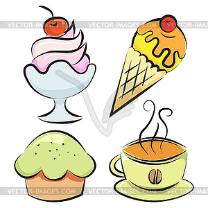 Set. Desserts and coffee - vector clipart / vector image