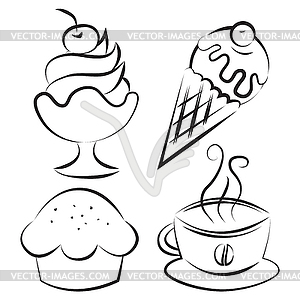 Set. Desserts and coffee - vector clip art