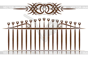 Tribal set. Fence and pattern - vector image