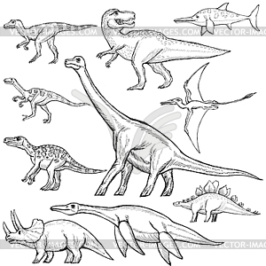 Set of different dinosaurs - vector clipart