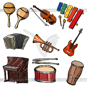 Set of musical instruments - vector clip art
