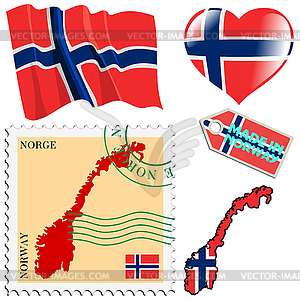 Национальные цвета Норвегии - цветной векторный клипарт