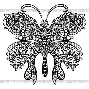Butterfly with swirling decorative ornament - vector image
