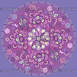 Floral mandala with swirling decorative ornament - vector image