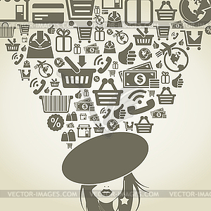 Girl shop - vector clipart