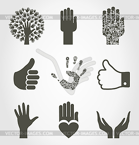 Set of hands - vector image