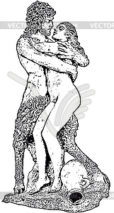 Satyr and Nyphe - vector EPS clipart