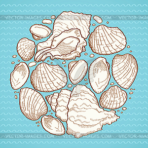 Seashell round design element - vector image