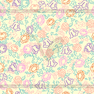 Cute flowers seamless - vector clip art