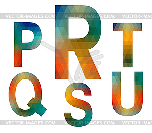 Mosaic alphabet letters PRSTQU - vector clipart