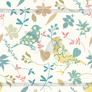 Floral seamless with birds - royalty-free vector image