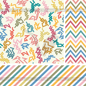 Colorful zigzag seamless set - vector clip art