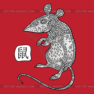 Rat. Chinese Zodiac. Animal astrological sign - vector clip art