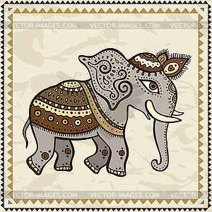 Ethnic elephant. Indian style - vector clipart