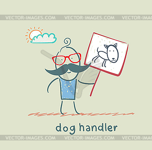 Canine holds poster with dog - vector clip art