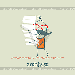 Archivist is stack of files - vector clipart