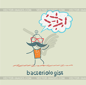 Bacteriologist thinks about germs - vector image