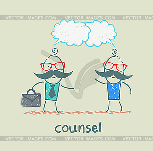 Counsel speaks with client - vector image