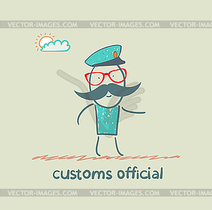 Customs officer goes to work - vector image