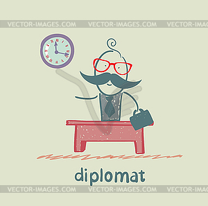 Diplomat sitting at desk - vector clipart