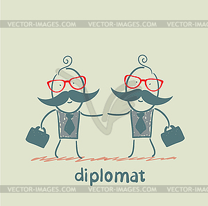 Diplomats shake hands - vector image