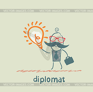 Diplomat with good idea - vector clipart