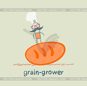 Grain grower is on bread - vector image