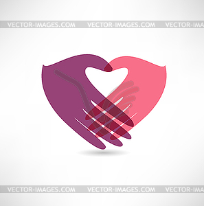 Hands in form of heart - vector image