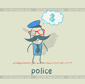 Police think about money - vector image