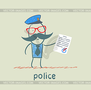 Полиция показывает документ - изображение в векторном формате