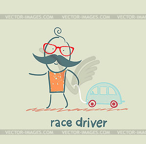 Driver race car with toy car - vector clip art