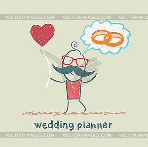 Wedding planner keeps ball in form of heart and - vector clip art