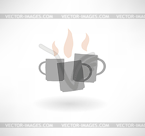 Three hot cup of coffee. Icon - vector clip art