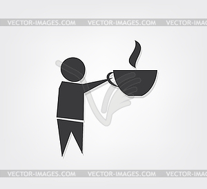 Man holding cup of coffee. Symbol - royalty-free vector clipart