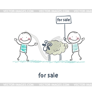 Selling sheep - vector clipart