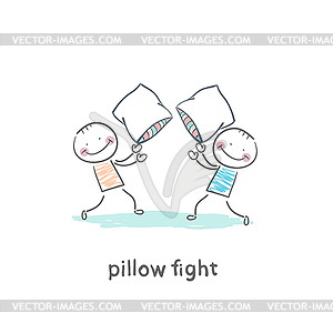 Pillow fights - vector image