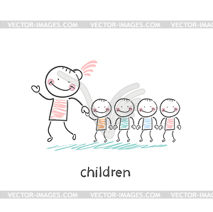 Children and adults - vector image