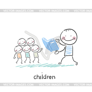 Children and adults - vector image