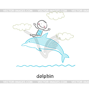 Дельфин и человек - изображение в векторе / векторный клипарт