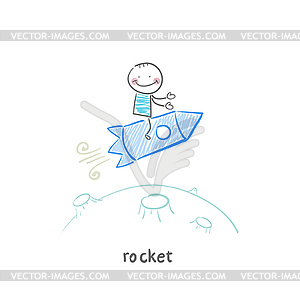 Man on rocket - vector clip art