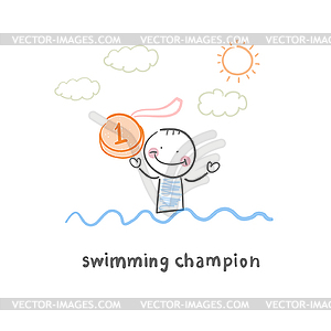 Swimming champion - vector clipart