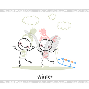 Winter Walk - vector clip art